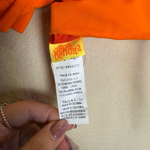 Agua Bendita Orange Puff Sleeve Crop Top sz S - Picture 4 of 9